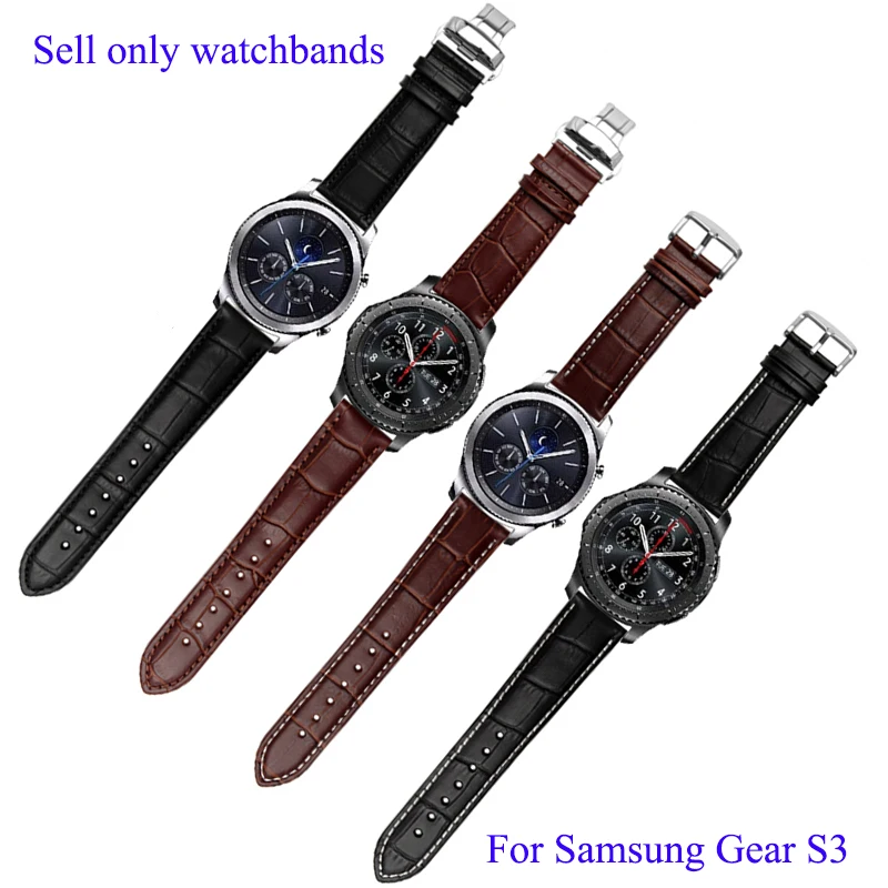 22mm Genuine Leather Watchbands For Samsung Gear S3 Classic crocodiling Bracelet Quick Release font b Smart