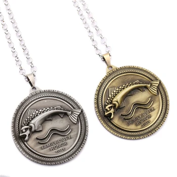 Game Of Thrones House Tully Badge Necklace Figure House Tully of the Riverrun Pendants Necklace Cosplay Accessories Figure Toys