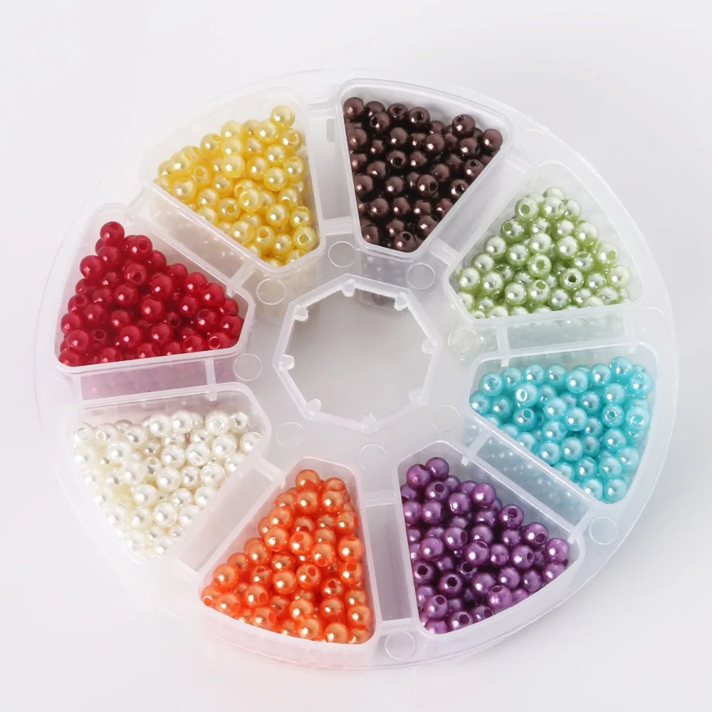 

1 Box 4 6 8mm Mixed Color Round ABS Imitation Pearl Beads Loose Beads For Jewelry Making DIY Bracelet Necklace