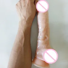 Real silicone big font b dildo b font realistic sofe rubber large penis strong suction cup