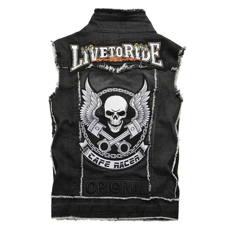 Mcikkny New Fashion Men's Embroidery Denim Vest With Patches Slim Fit Sleeves Jeans Jackets For Male Waistcoats Size M-3XL (1)