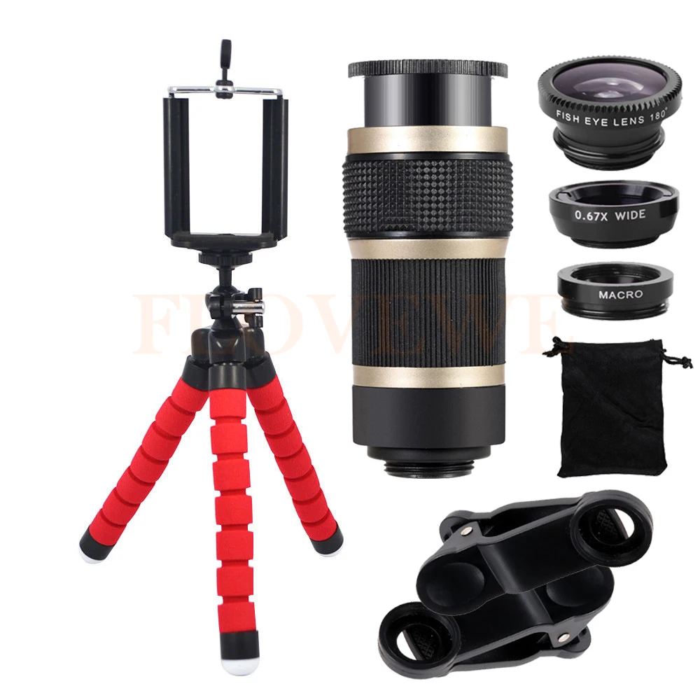 8X Zoom Telephoto Lentes Fisheye Wide Angle Macro Fish eye