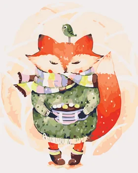 

Frameless painting by numbers paint by numbers for home decor PBN for living room 4050 fox with bird