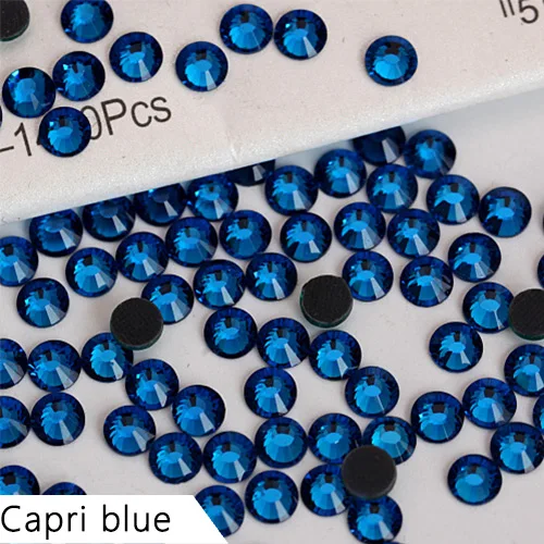 Стразы из SS6-SS30 стекла DMC с горячей фиксацией, стразы из железа с плоской задней частью, прозрачные стразы для горячей фиксации для свадебного платья Y0082 - Цвет: Capri blue