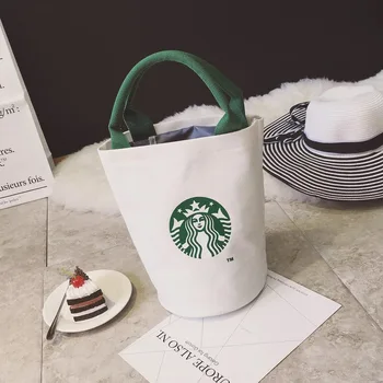 

IMIDO Women's fabric canvas handbag handmade cotton travel ladies print bucket bag