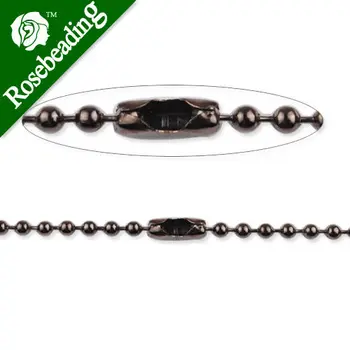 

2.4mm diameter Ball Chain Connector, 24inch long Gun Metal Black plated Copper Ball Chain Necklaces;receive as a finished chain