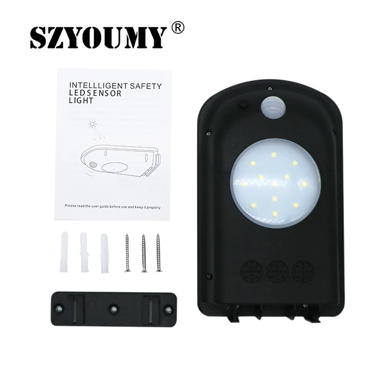 

SZYOUMY 12 Led Wall Clock Solar Led Wall Lamps Light Motion Sensor Solar Garden Path Yard Fence Outdoor Emergency Light