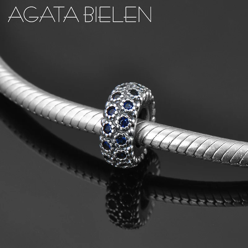 

2019 Authentic 925 Sterling Silver Round Blue Zircon Spacer Beads for Jewelry Making Fit Original Pandora Charm Bracelets