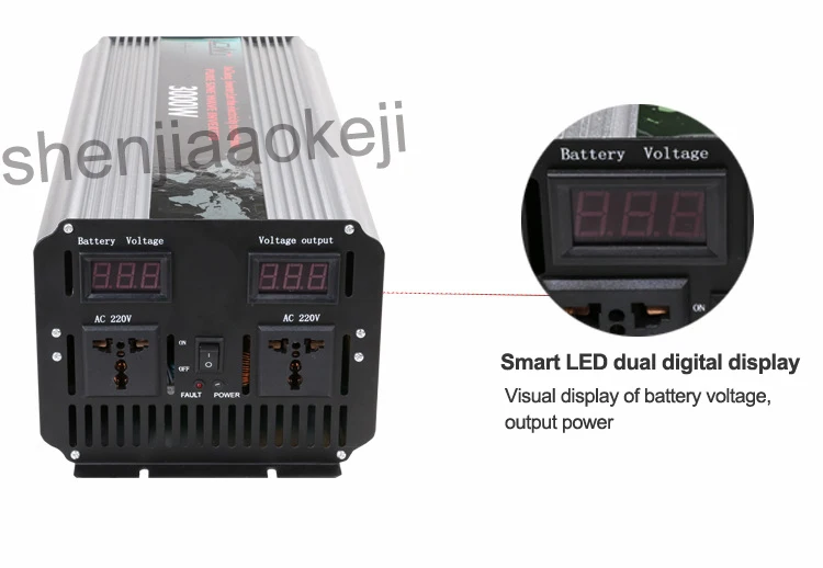 Чистая синусоида солнечный инвертор DC12V 24 В к AC 110 V 220 V Алюминий сплав интеллектуального солнечные инверторы цифровой дисплей