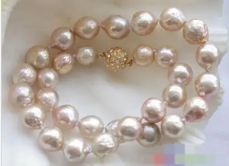 

FREE SHIPPING>>>@@ > 3660 pink almost round keshi reborn PEARL NECKLACE