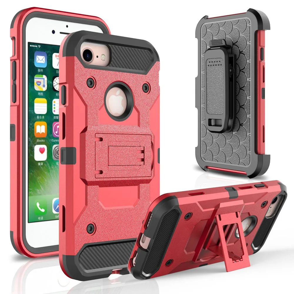 Heavy Duty Hybrid Armor Case With Kickstand Durable Shockproof Belt