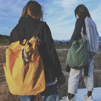 

2019 New Korean Canvas Bag Backpack Student Daily Casual Bag Two Ways Large Capacity Bag Hansenne Fashion single shoulder Bags