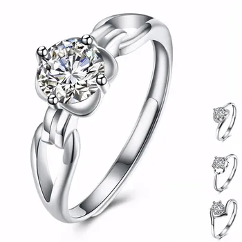 

2018 Lovers Adjustable ring AAAAA Zircon Cz 925 Sterling Silver Engagement Wedding Band Women Wedding Jewelry Bague mix Ring