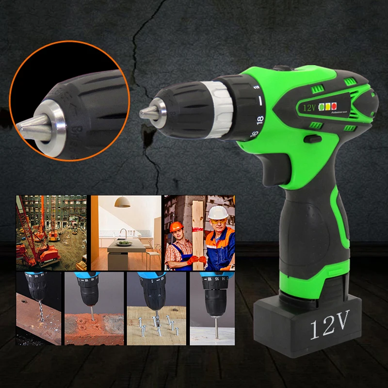 

Mayitr 12V Electric Screwdriver Lithium Battery Rechargeable Cordless Electric Drill Power Tools + Instructions EU Plug Adapter