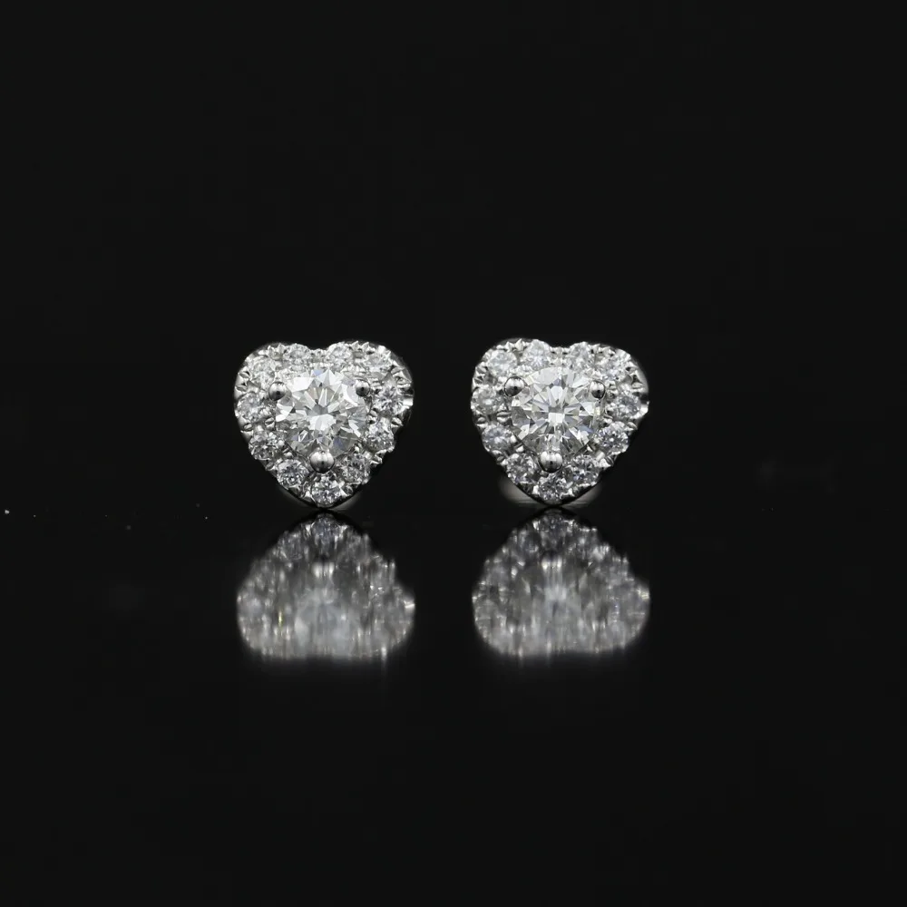 LASAMERO 0.162CT круглые серьги с натуральным бриллиантом 18K золотые бриллиантовые