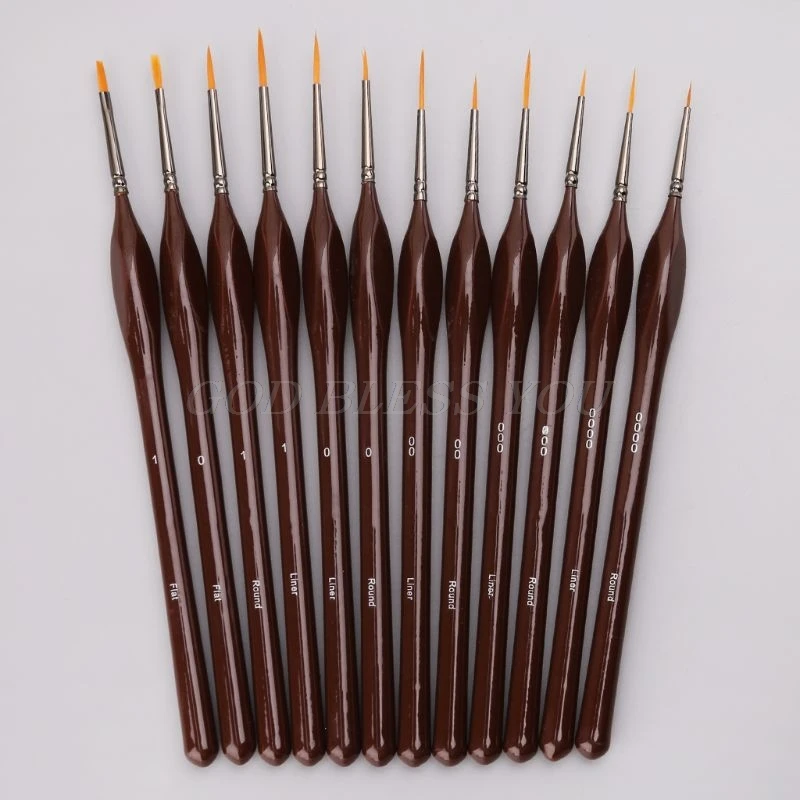 

12pcs Miniature Paint Brushes Detail Set For Fine Detailing Rock Painting Acrylic Watercolor Oil Supplies Kit Artist