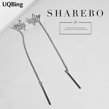 

Fashion 925 Sterling Silver Drop Earrings Long Chain Earrings With Crystal Jewelry Wholesale Free Shipping