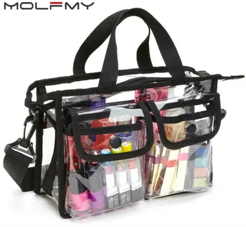 

Clear PVC Makeup Cosmetic Toiletry Bags with Removable and Adjustable Shoulder Strap Available for Customize make up bags