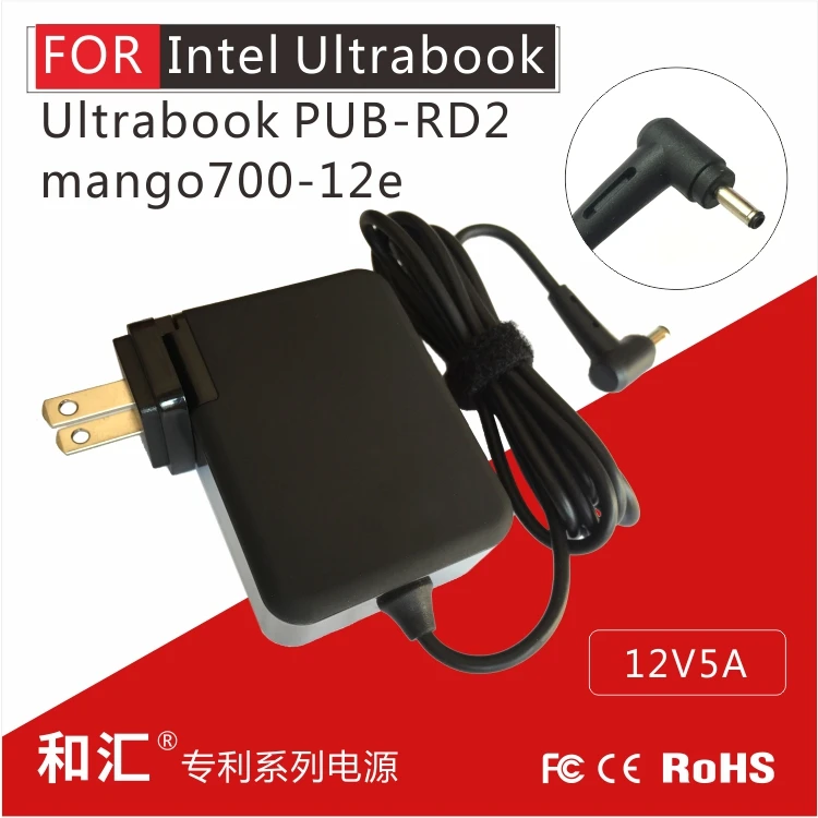 Портативный 60 Вт 12V5A 12V4.16A AC адаптер питания для Intel ультрабук PUB-RD2 mango700-12e |