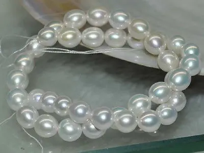 

HOT## Wholesale FREE SHIPPING 18"9x10mm natural south sea white pearl necklace
