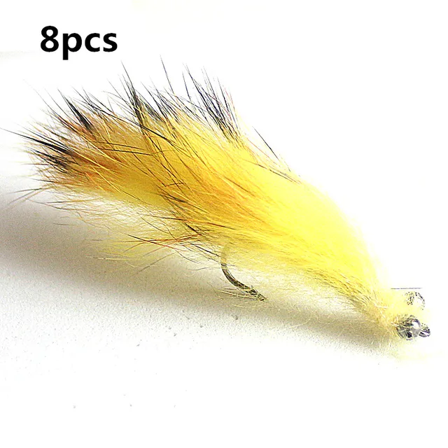 KKWEZVA 8Pcs Rabbit Fur Hare Zonker Stripes for Fly Tying Material Production Streamer Fishing Flies fly fishing Insect lure 8PCS