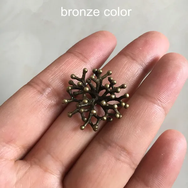 6 шт. необработанные латунные 3D кораллы для украшения, 21*23 мм - Цвет: bronze color