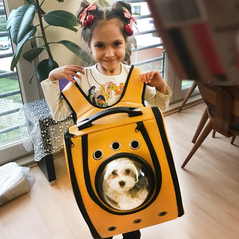 

Space Pet Backpack with window Pet Carrier Two Covers Astronaut Capsule Leathe PU Backpack Dog Cat Pet Breathable Safety Carrier
