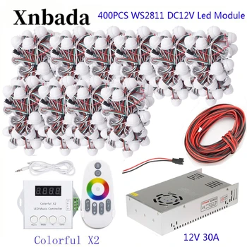 

160-400PCS 40pcs/lot WS2811 Module Programmable Colorful Waterproof IP68 Lamp Beads +ColorfulX2 Led Controller +12V Power Supply