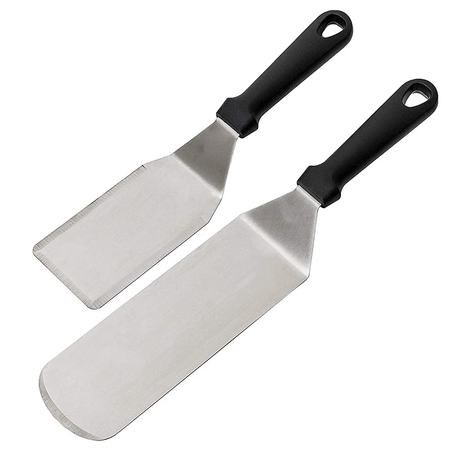 Spatola raschietto per piastra piatta con pancake Crepe Flipper Turner BBQ Grill Utensili per griglia piatta o Plancha Set di 3 spatole in metallo Teppanyaki Spatola raschietto per piastra piatta con pancake Crepe Flipper Turner BBQ Grill Utensili per griglia piatta o Plancha Set di 3 spatole in metallo Teppanyaki