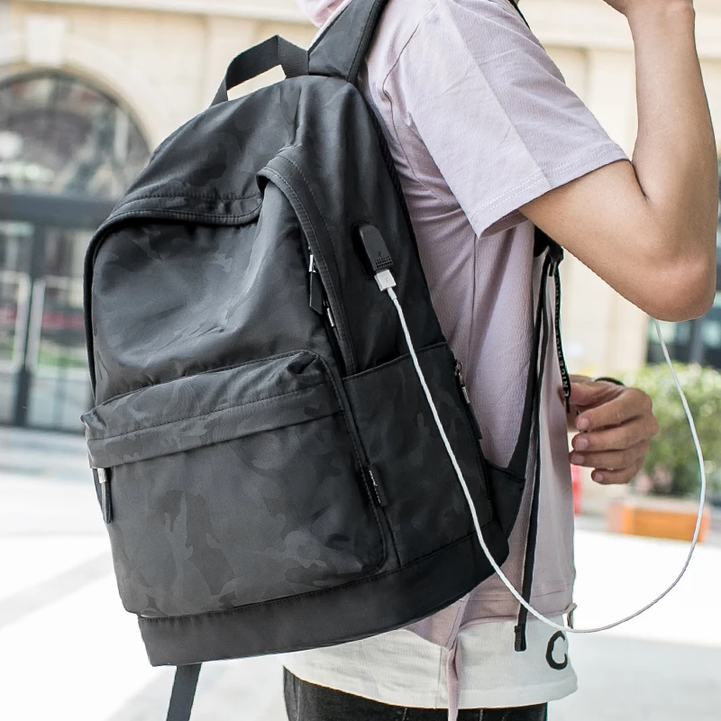  Hk Men's 15 inch USB-laptop Backpack Computer Male School Small Backpacks Oxford Leisure for Young 