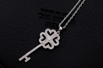 

Luxury Dazzling AAA+ Swiss Cubic Zirconia Women's Key Pendant necklaces Fashion Bijoux Femme Teen Girls Gifts 2016 New Design