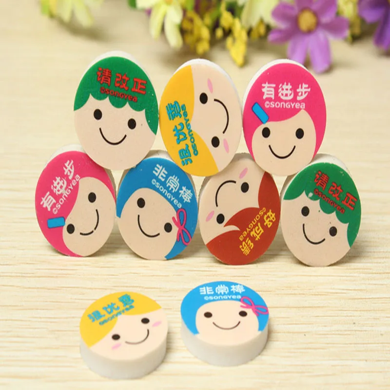 Wholesale 4 pcs/lot Mini Cute Cartoon Kawaii Rubber Eraser Lovely Funny