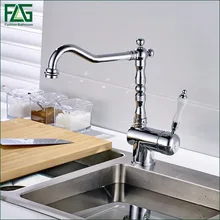Роскошные Вращающийся Горячей И Холодной Краны Кухонный Кран Смесители, Смесители и Краны Однорычажный Кухонной Раковины, Краны Раковины Chrome Ванной кран