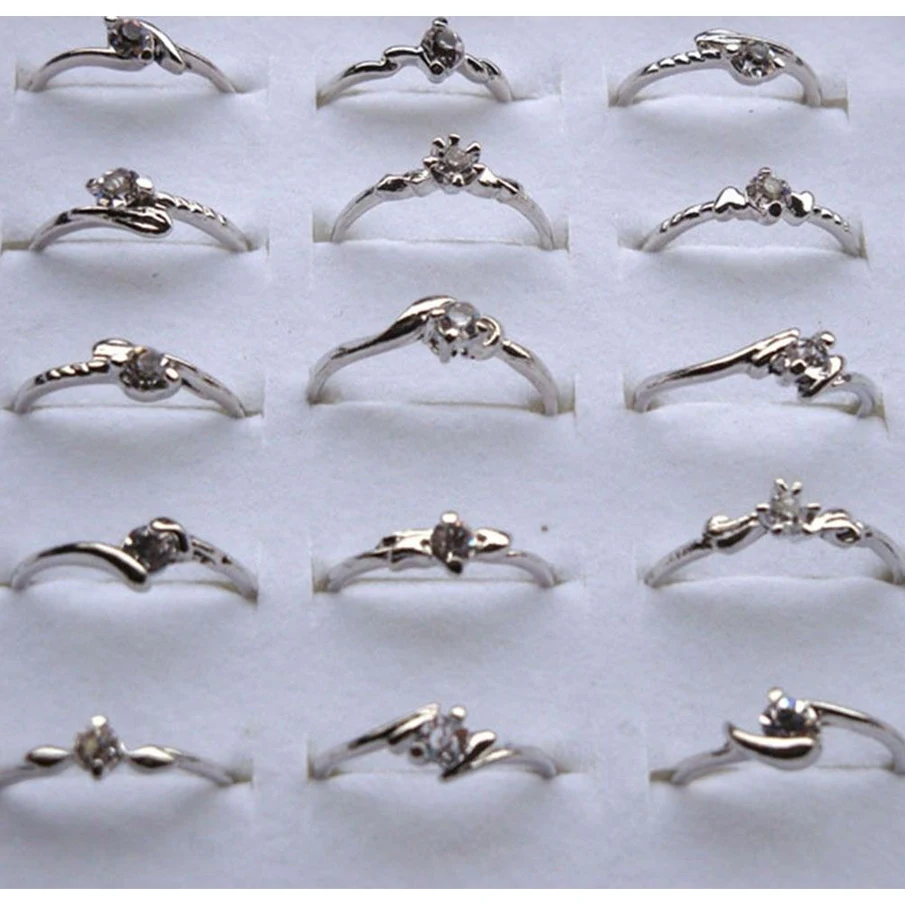 10Pcs/lots Wholesale Jewelry Mixed Style Tibet Silver Vintage Rings For Women Girls Crystal midi rings Small Size | Украшения и
