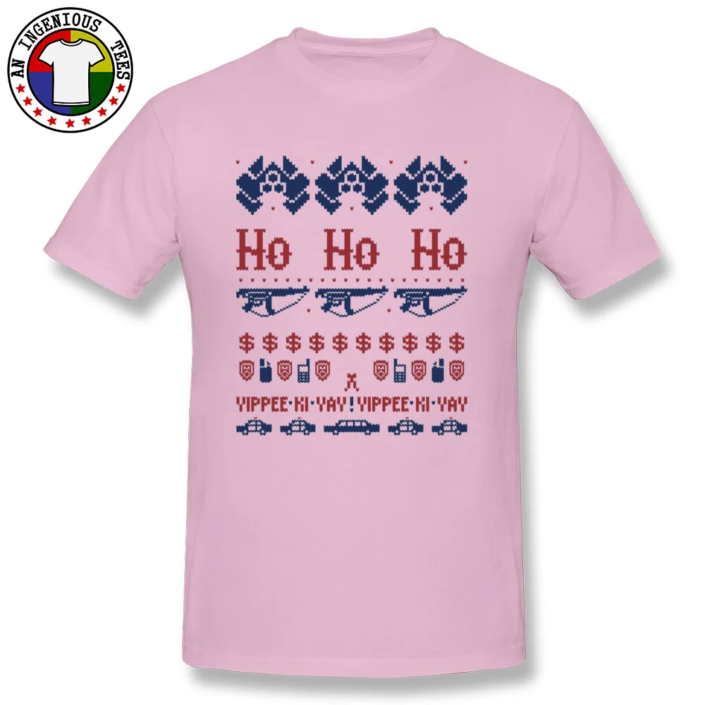 McClane Christmas Sweater 5034 Short Sleeve Tops Tees Autumn Crewneck 100% Cotton Men's T Shirts Slim Fit T-Shirt Brand New McClane Christmas Sweater 5034 pink