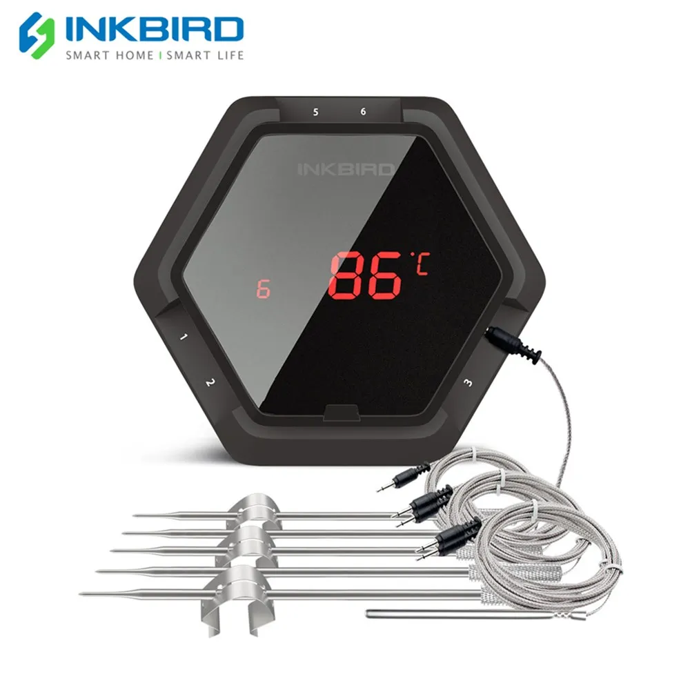 #Best Inkbird 50m Bluetooth BBQ Thermometer IBT 6XS with Magnet Timer amp; Alarm 6 Probes USB Rechargable Battery for Cooking,Smoker,Oven