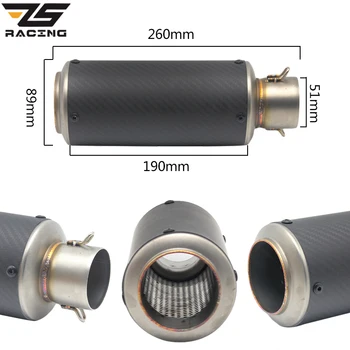 

ZS Racing 35-51mm Universal Motorcycle Carbon Fiber SC Exhaust muffler For BMW S1000R KTM DUKE150 Most Motorcycle Bike
