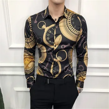 Male Spring Fashion Night Club Work Shirt Casual Shirt Male Long Sleeve Gold Shirt New Korean Dress Slim Fit Tuxedo Shirts Male Spring Fashion Night Club Work Shirt Casual Shirt Male Long Sleeve Gold Shirt New Korean Dress Slim Fit Tuxedo Shirts
