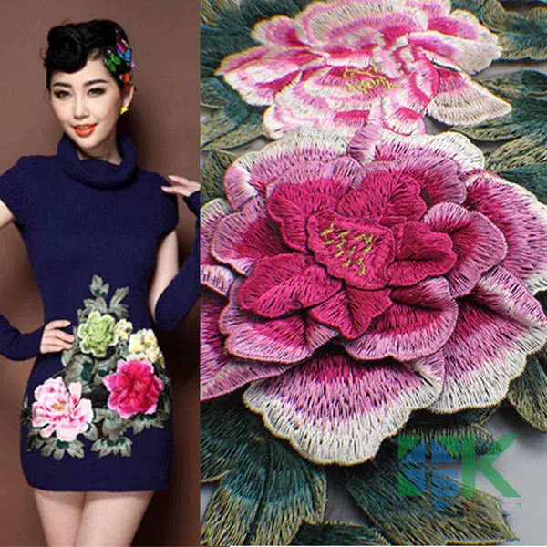 

New Heavy embroidery big lace patch three-dimensional large applique lace fabric T-shirt dress sweater clothes DIY accessory