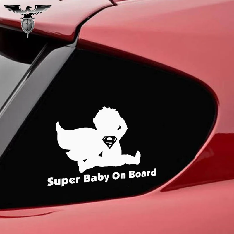 

EmpireYing 3 Sizes 8 Colors Superman Super Baby on Board Cartoon Funny Car Sticker Stroller Hand Carving Die Cut Door Decal Gift
