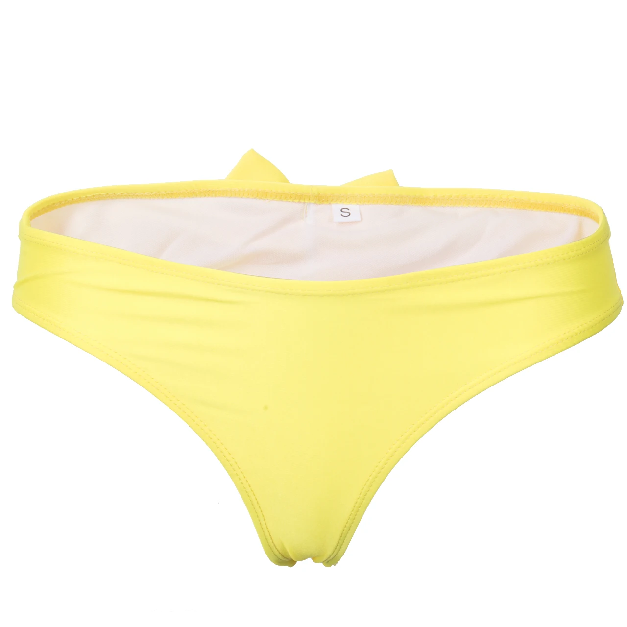 Женский сексуальный бразильский купальник бикини с бантом, пляжный купальный костюм, нижняя часть S-XL - Цвет: Цвет: желтый