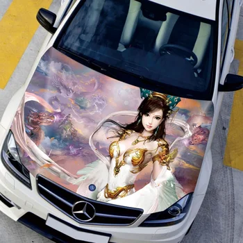 

LEFT SIDE Car Stickers and Decals Customizable Engine Hood Anime Girl Cute Graffiti Graphics DIY Camouflage Protective Film