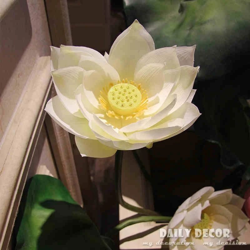 6ks 95cm velké umělé lotosový květ obří květiny dekorace s dlouhými stonky falešné lotus hedvábí květ jako čerstvé chrámy dekor