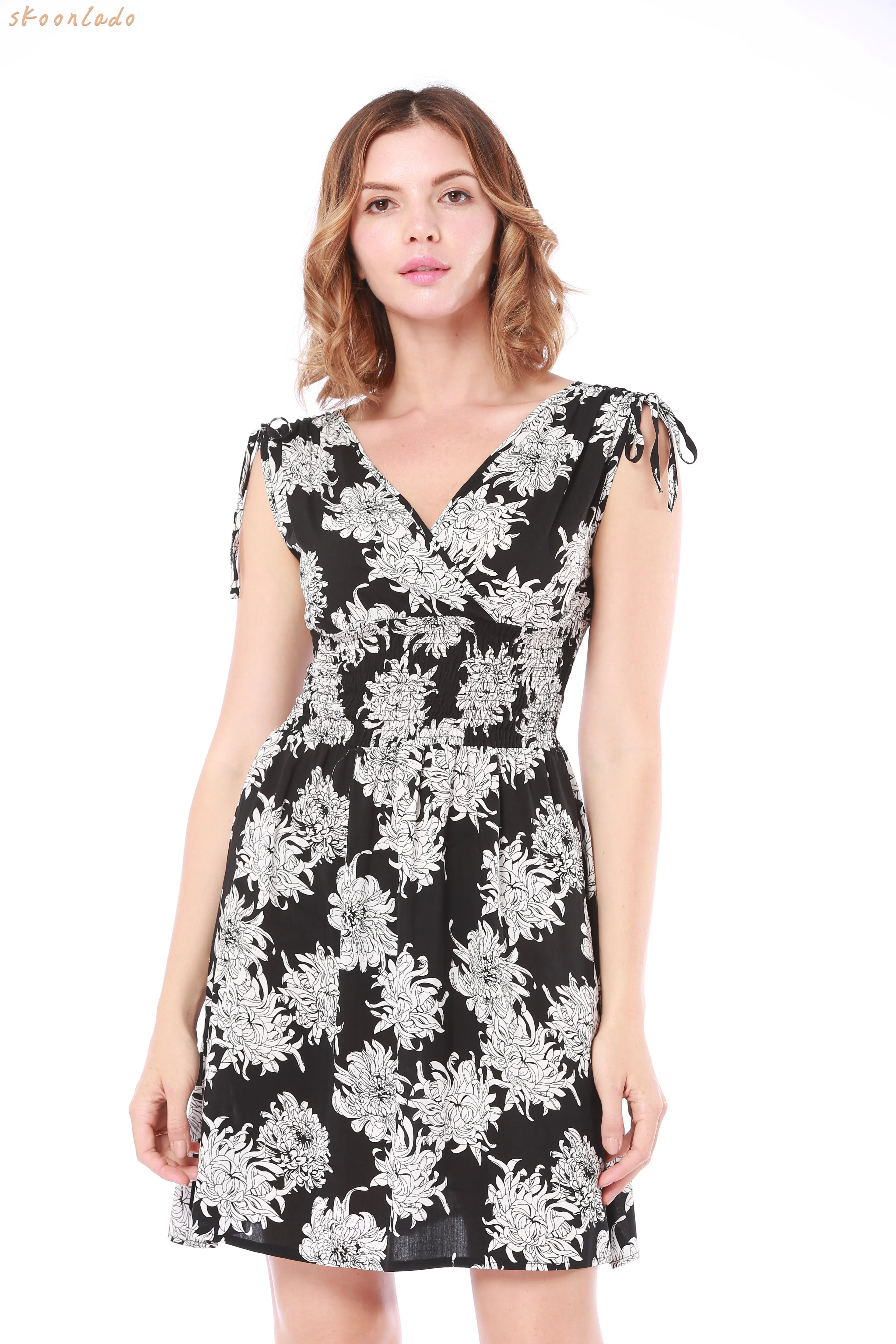 

Women Summer Dress Casual Short Sleeve V neck Boho Floral Print beach Dresses Turtleneck Bandage Elegant lady clothes Vestido