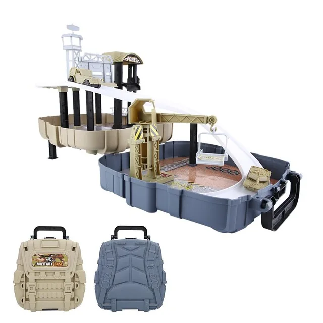 

Portable Kids Railway Road Track Toys DIY Model Case Assembly Military Car Garage Parking