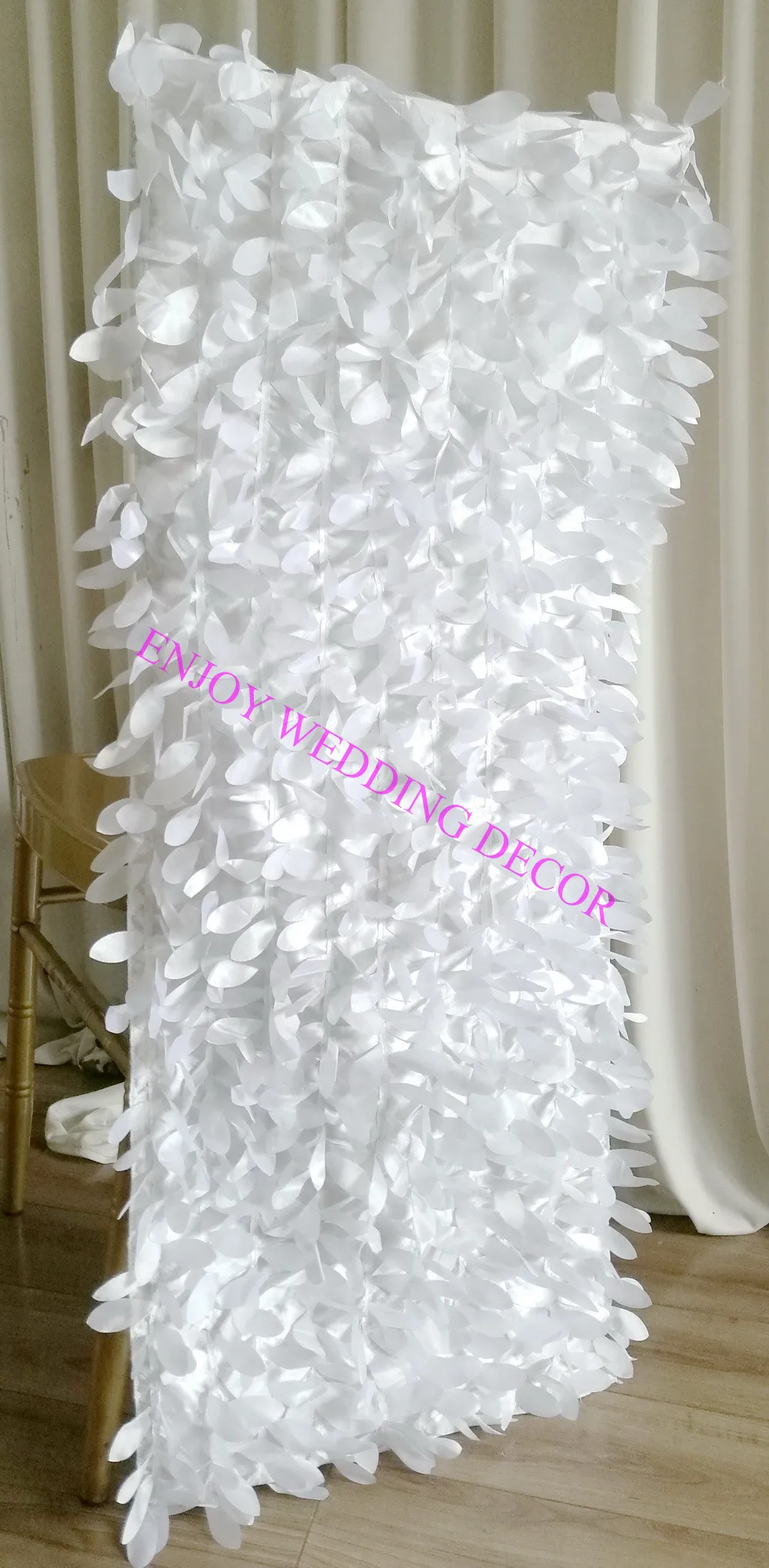 YHC#200-WHITE taffeta leaf chiavari back cover for wedding decor bridal outdoor events-1