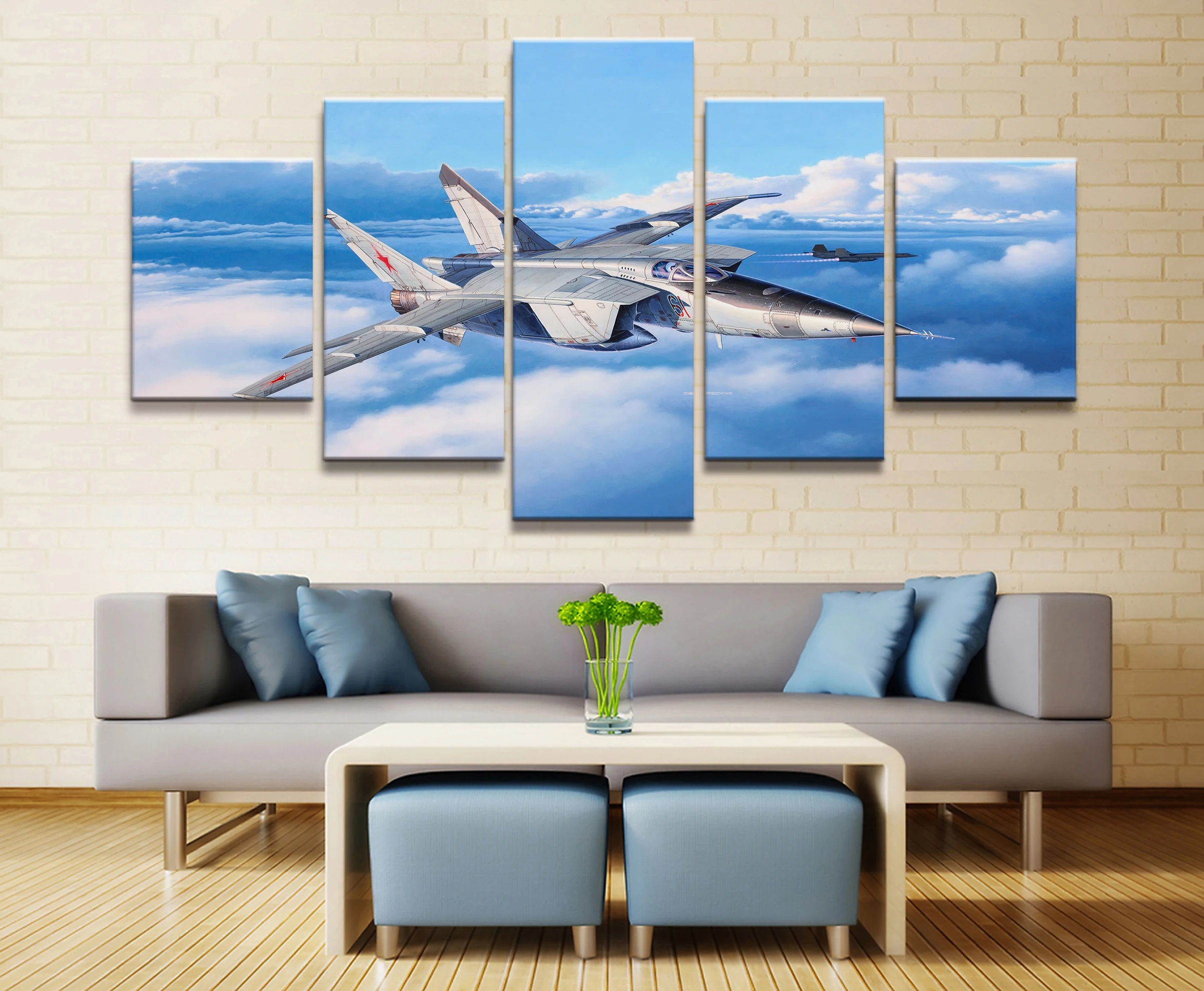 

Home Decor Modular Canvas Picture 5 Piece Fighter Military Weapons Painting Art Poster Wall For Home Canvas Painting Wholesale