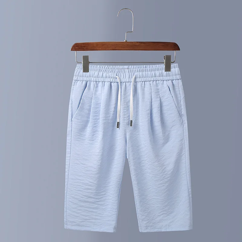 Мужские Летние Шорты повседневные Светло-Голубые Спортивные шорты для бега мужское платье с открытыми плечами большой размер 7xl 8xl эластичный пояс кружево до Бриджи прямые