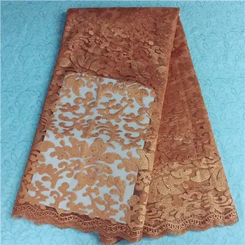 

New disign mesh lace fabric High Quality high quality french net lace fabric african gold thread guipure lace fabric 16 80QW