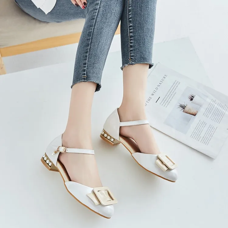 

BigSize 9 10 11 12 high heels sandals women shoes woman summer ladies Sharp and shallow buckled sandals